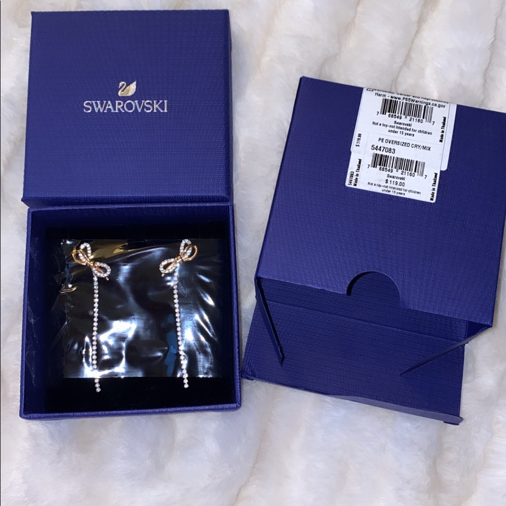 Swarovski Crystal Lifelong Bow Earring 5447083 Metal Pink Gold